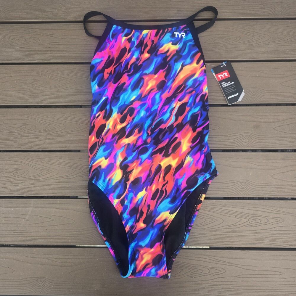 TYR Durafast Women's Draco Multicolor Diamondfit 1 Piece Swimsuit Size 30 New